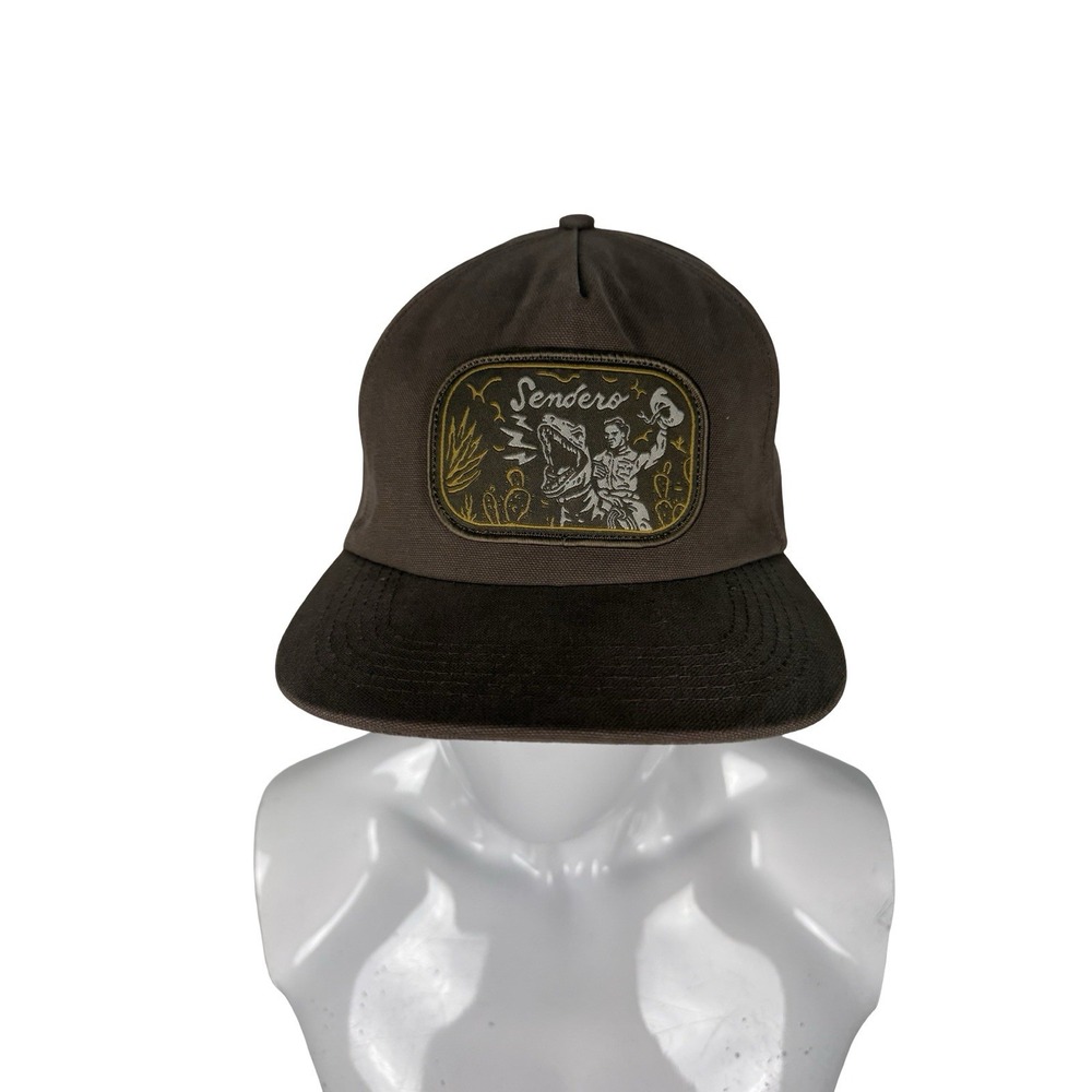 Sendero Provisions Co Velociwrangler Dinosaur Snapback Hat Cap Brown EUC